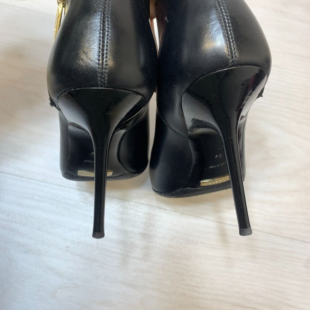 Burberry Ankle Boots Women's Size 8.5 Black Leather Peep Toe Stiletto Heels - Picture 5 of 13